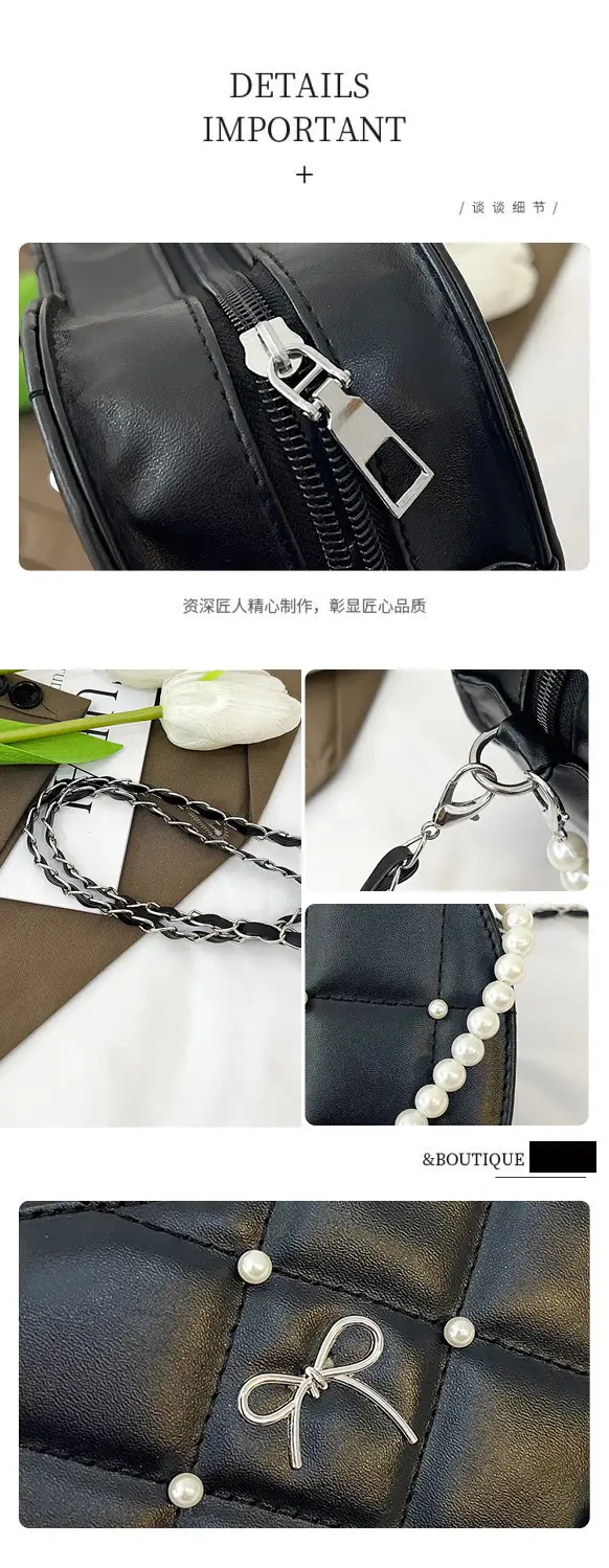 Red Heart Bow Pearl Chain Mini Shoulder Bag — feature 7