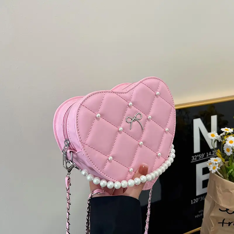 Red Heart Pearl Chain Love Bag for Women - Image 7