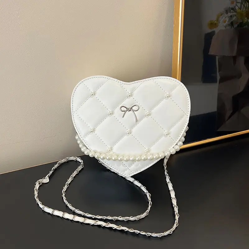 Red Heart Pearl Chain Love Bag for Women - Image 9