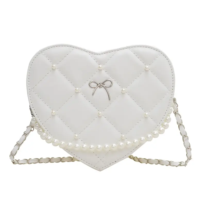 Red Heart Pearl Chain Love Bag for Women - Image 10
