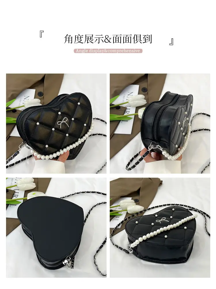 Red Heart Pearl Chain Love Bag for Women — feature 3