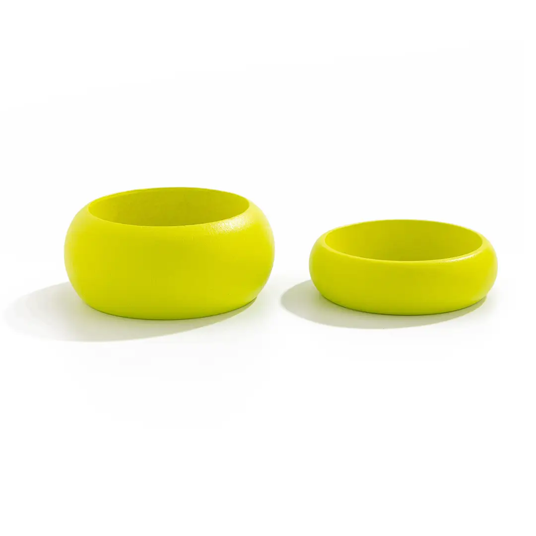 European and American Cross-border Jewelry 2025 New Wide-faced Bracelet Exaggerated Wooden Fluorescent Green High-end Fashion Bracelet