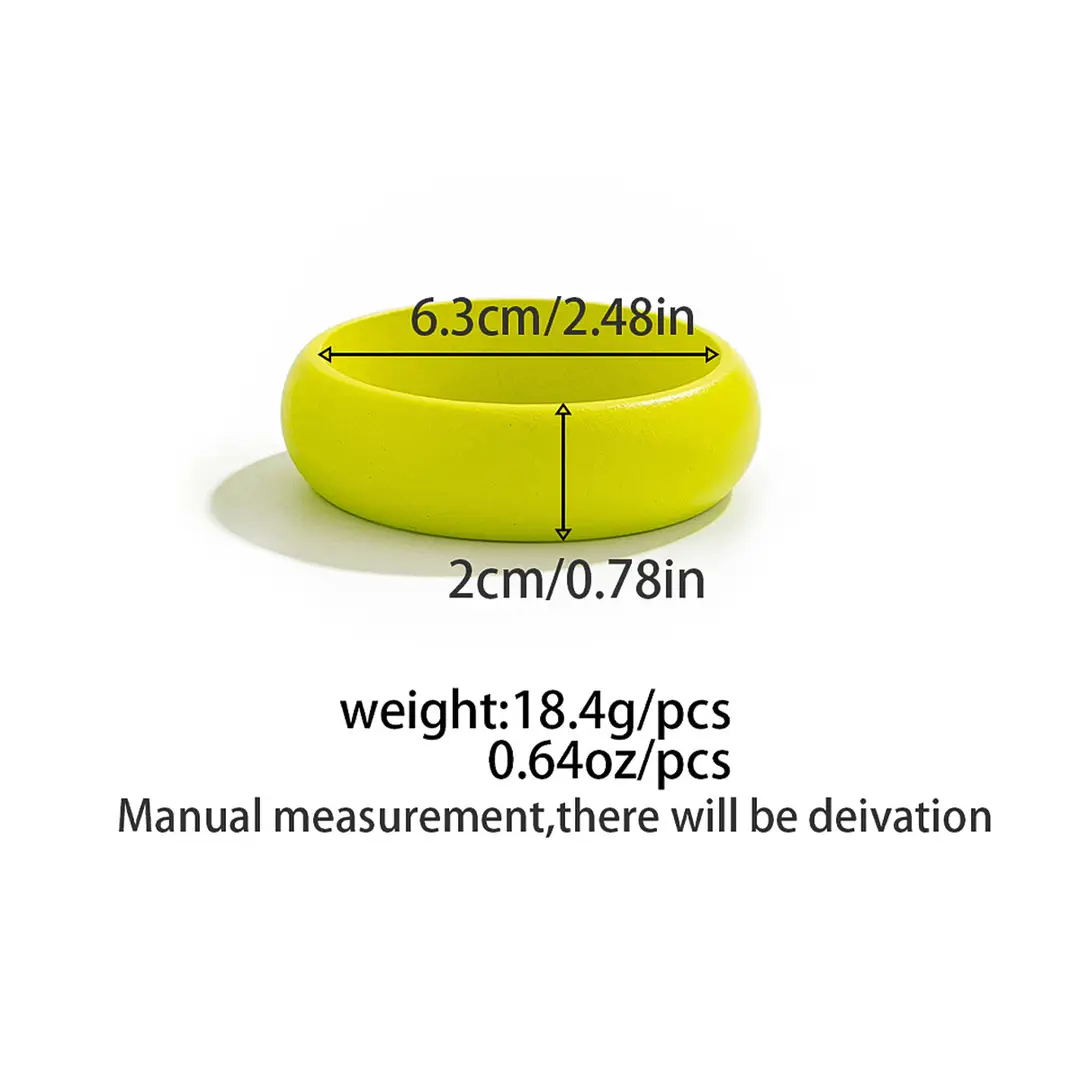 European and American Cross-border Jewelry 2025 New Wide-faced Bracelet Exaggerated Wooden Fluorescent Green High-end Fashion Bracelet — feature 6