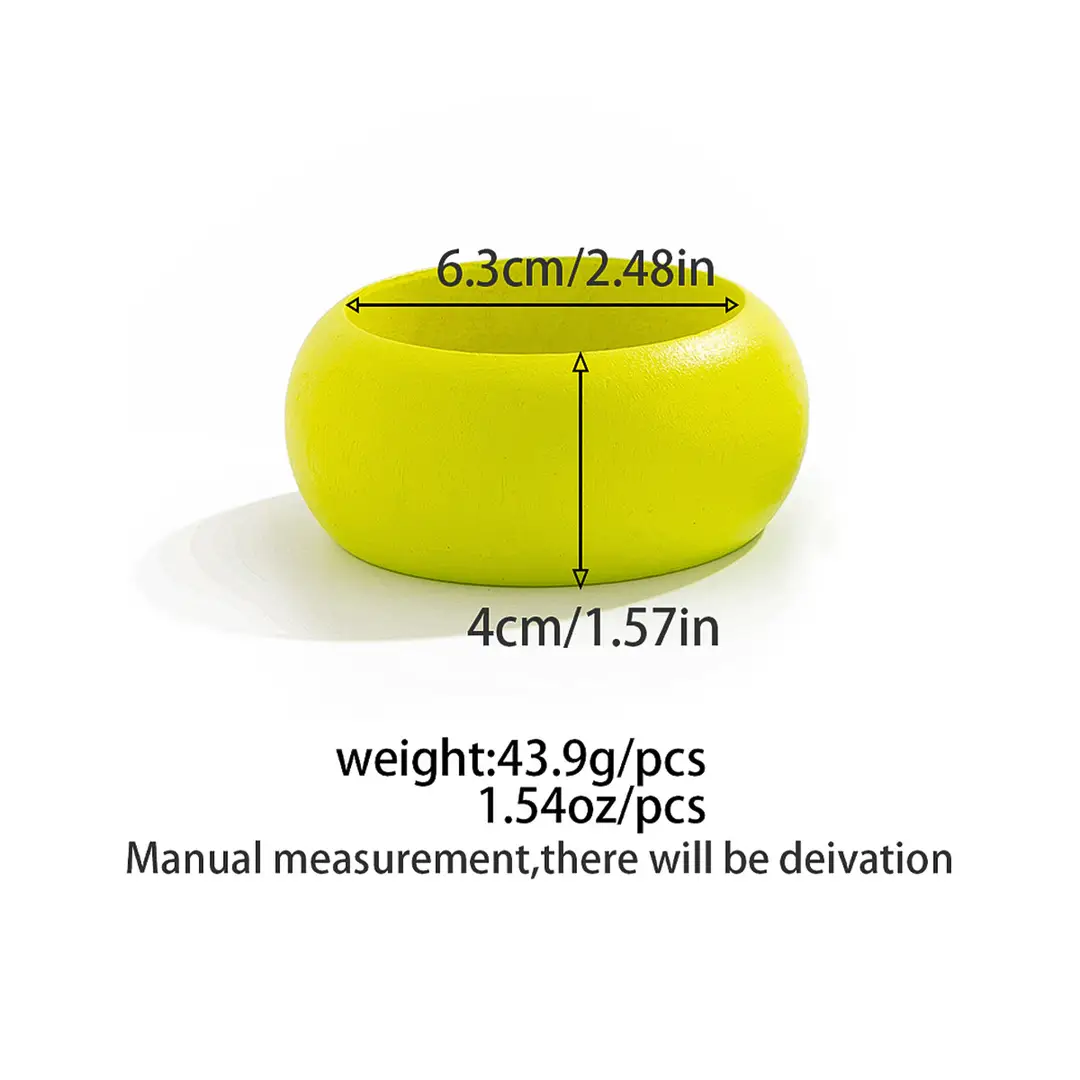 European and American Cross-border Jewelry 2025 New Wide-faced Bracelet Exaggerated Wooden Fluorescent Green High-end Fashion Bracelet — feature 7