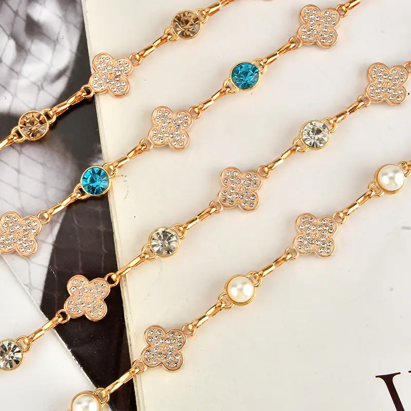 European & American Retro Rhinestone Four-leaf Clover Waist Chain - Image 8