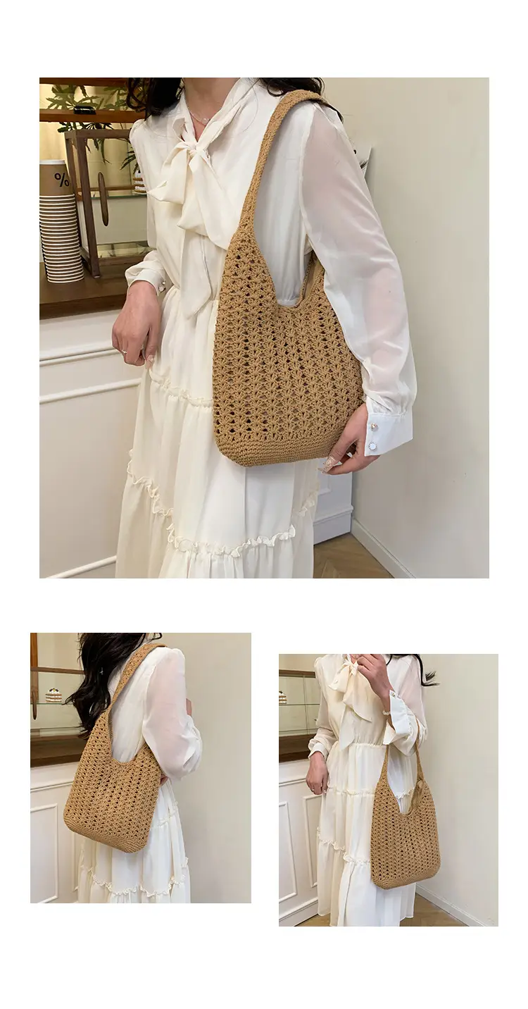 Mori Style Woven Tote Bag Women Casual Shoulder Bag Large Capacity — feature 12