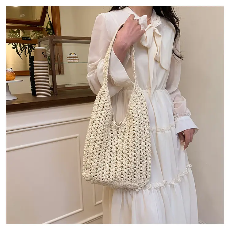 Mori Style Woven Tote Bag Women Casual Shoulder Bag Large Capacity — feature 21