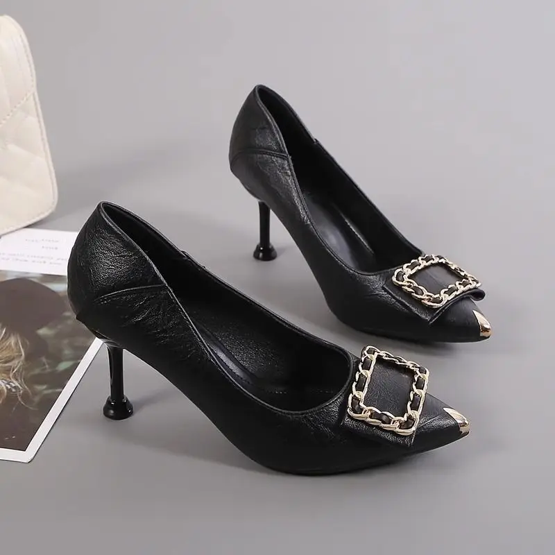 2026 New Style French Professional High-Heeled Shoes for Women, Stiletto Heels, Fashionable Shallow Mouth, Pointed Toe, Medium Heel, Elegant Work Shoes, Single Shoes for Women - Image 5