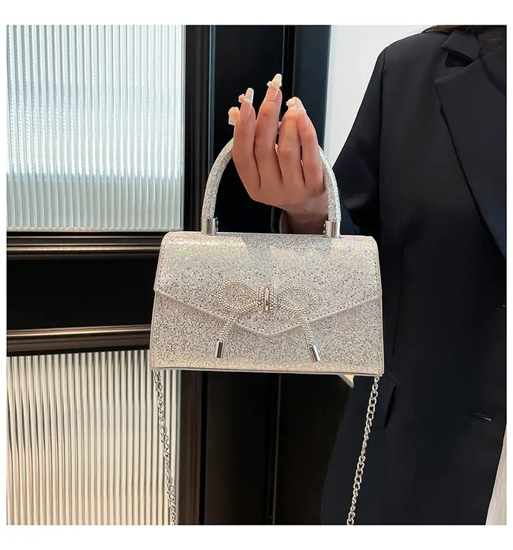 Small Square Bowknot Sparkly Chain Bag for Women — feature 15