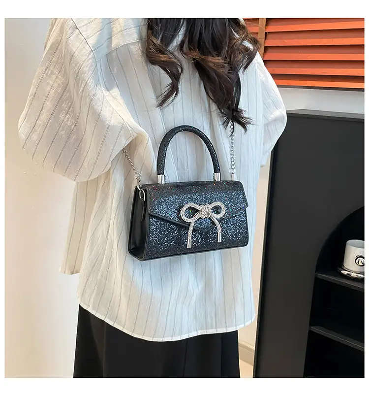Small Square Bowknot Sparkly Chain Bag for Women — feature 18