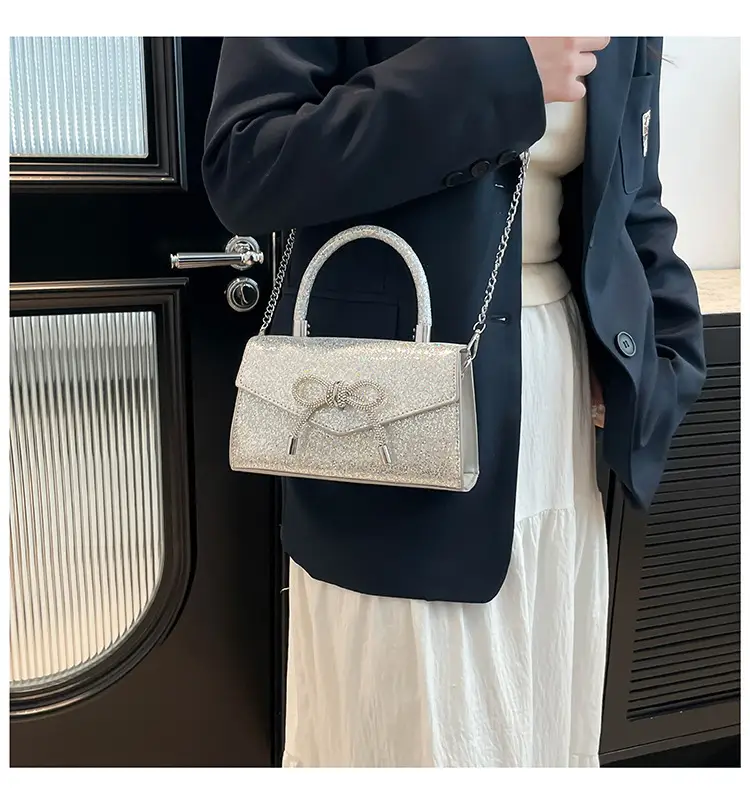 Small Square Bowknot Sparkly Chain Bag for Women — feature 21