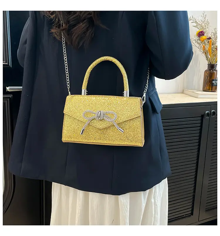Small Square Bowknot Sparkly Chain Bag for Women — feature 24