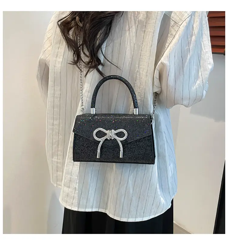 Small Square Bowknot Sparkly Chain Bag for Women — feature 27