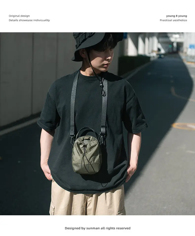 Men's Black Satchel Shoulder Bag with Crossbody Strap — feature 17
