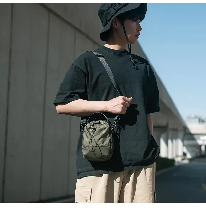 Men's Black Satchel Shoulder Bag with Crossbody Strap — feature 19