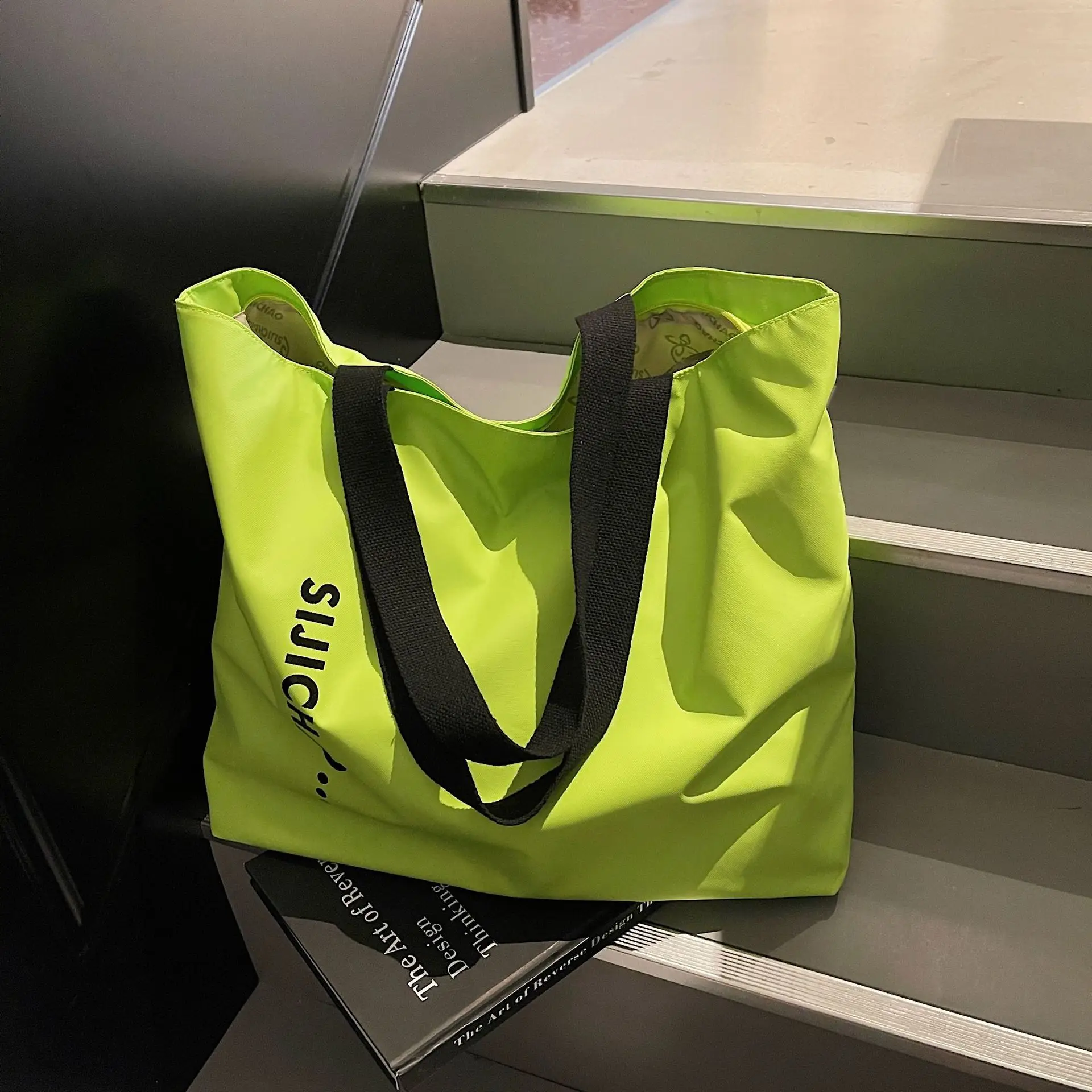 Women's Neon Letter Print Shoulder Bag Large Capacity - Image 3
