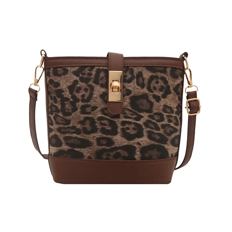 Retro Leopard Print Shoulder Bag 205 Spring Summer New Trendy Casual Splicing Crossbody Bag Foreign Style Hand Bucket Bag - Image 9