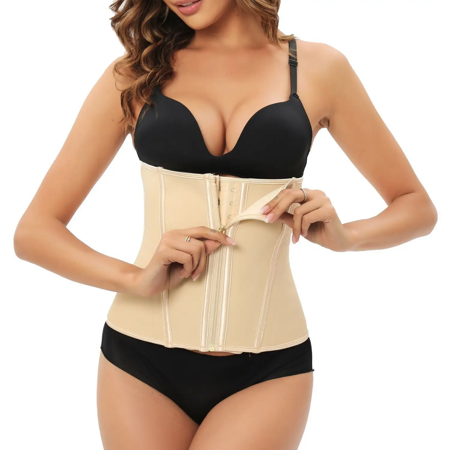 Black Waist Trainer for Women 3-Buckle Hourglass Shaping — feature 10
