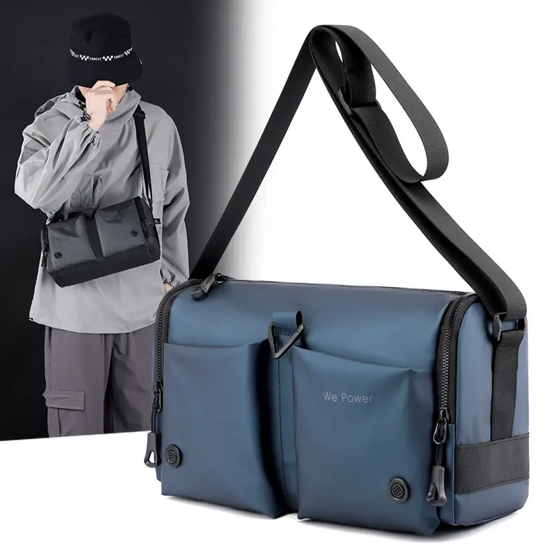Cool Men's Black Shoulder Bag with Crossbody Strap - Image 6