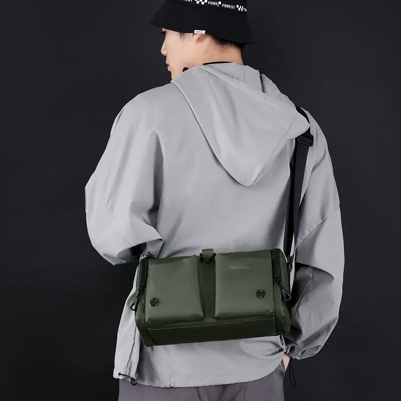 Cool Men's Black Shoulder Bag with Crossbody Strap - Image 7
