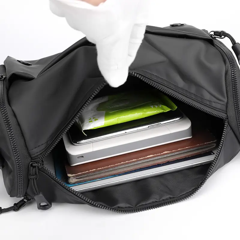 Cool Men's Black Shoulder Bag with Crossbody Strap — feature 10