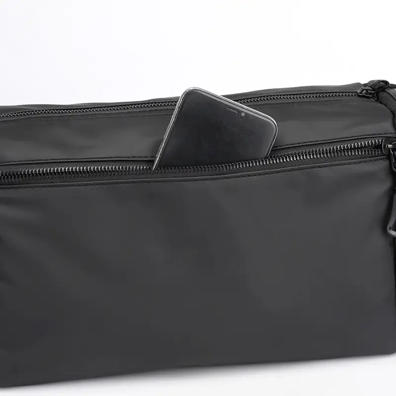 Cool Men's Black Shoulder Bag with Crossbody Strap — feature 11