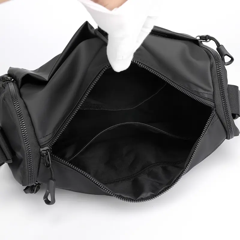 Cool Men's Black Shoulder Bag with Crossbody Strap — feature 13