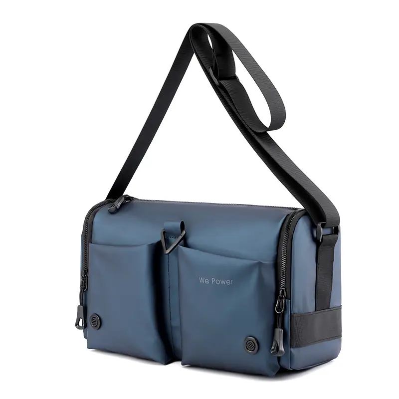 Cool Men's Black Shoulder Bag with Crossbody Strap - Image 2