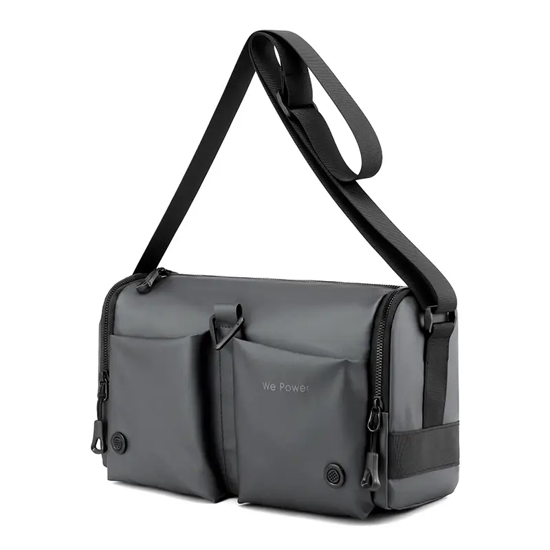 Cool Men's Black Shoulder Bag with Crossbody Strap - Image 3