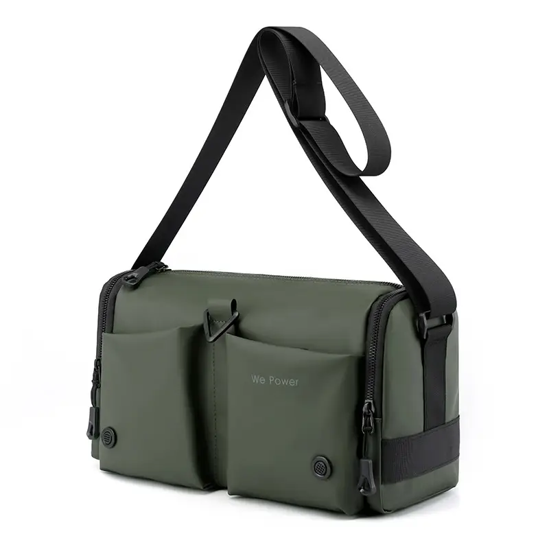 Cool Men's Black Shoulder Bag with Crossbody Strap - Image 4