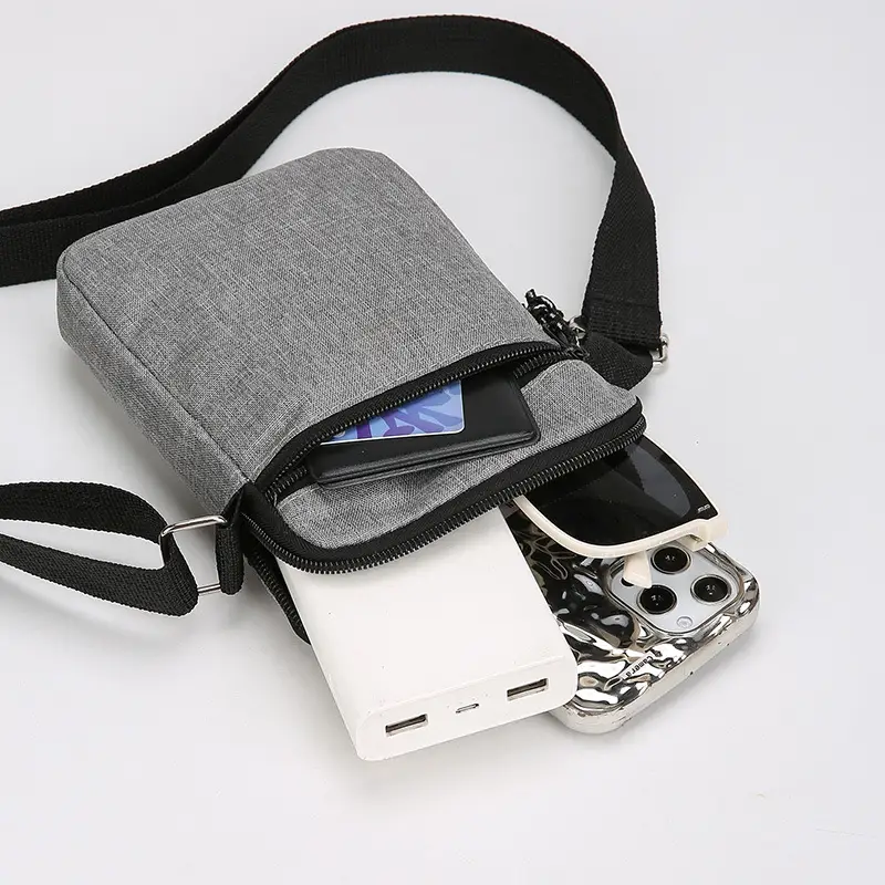 Men's Canvas Shoulder Bag Grey Black Multi Color