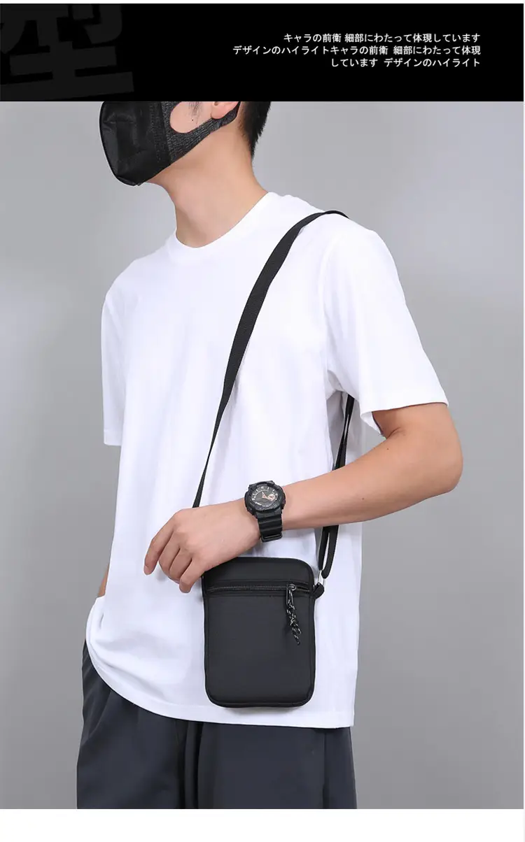Men's Canvas Shoulder Bag Grey Black Multi Color — feature 19
