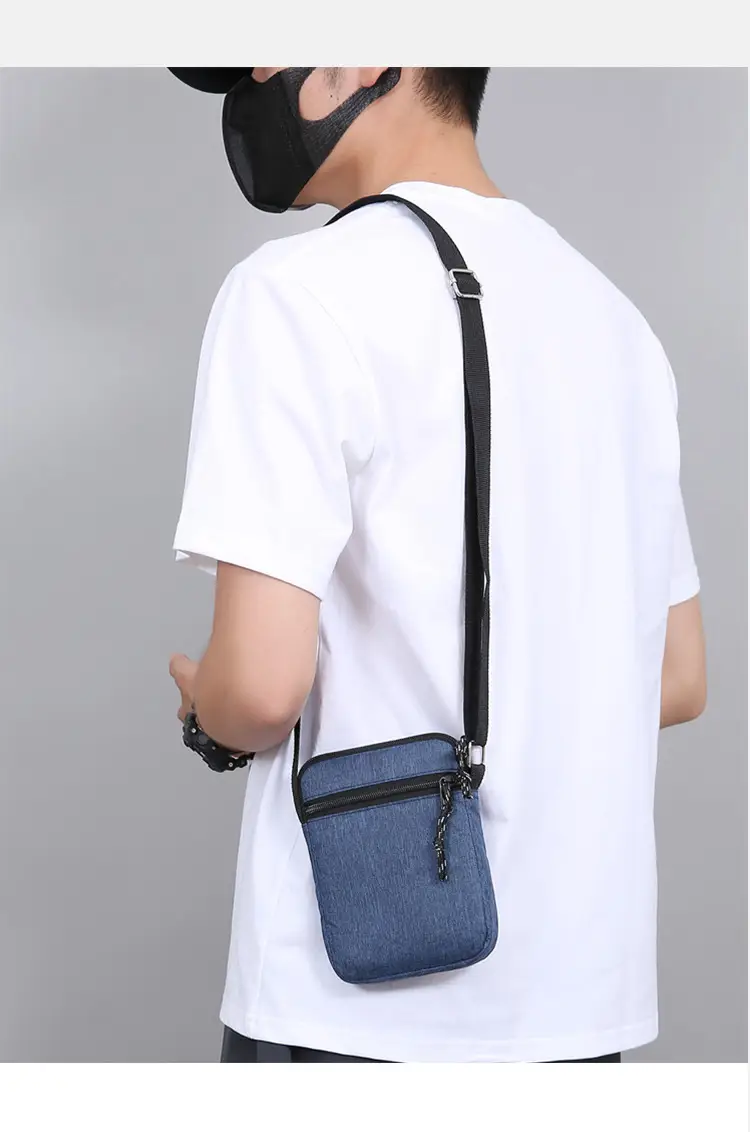 Men's Canvas Shoulder Bag Grey Black Multi Color — feature 23