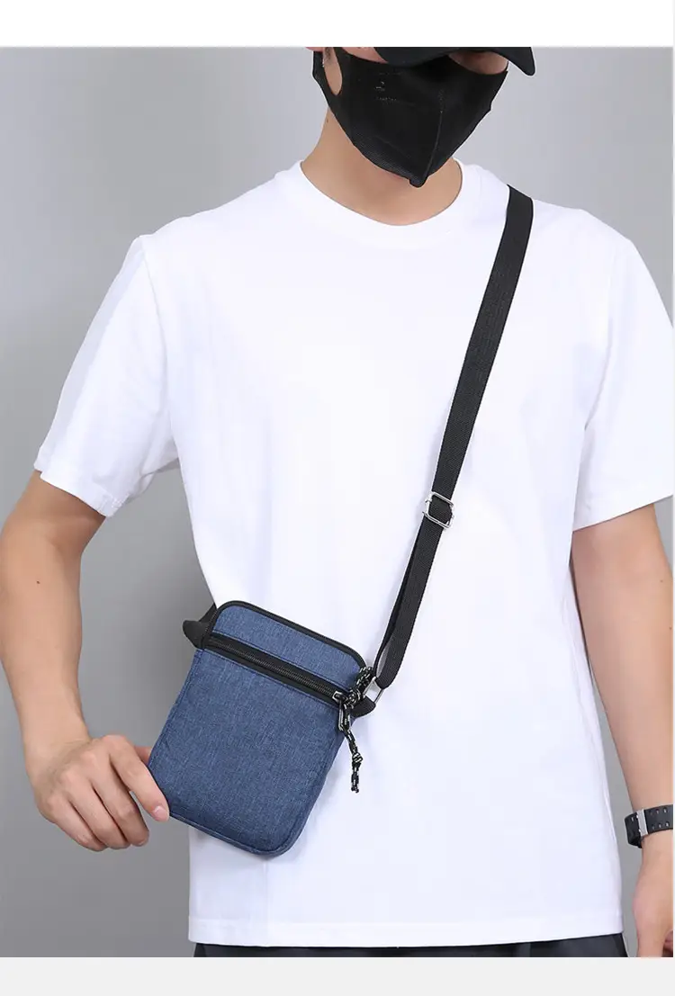 Men's Canvas Shoulder Bag Grey Black Multi Color — feature 25