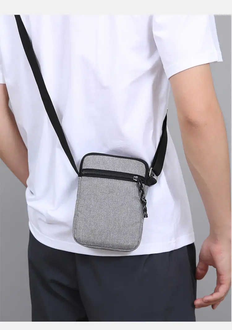 Men's Canvas Shoulder Bag Grey Black Multi Color — feature 29