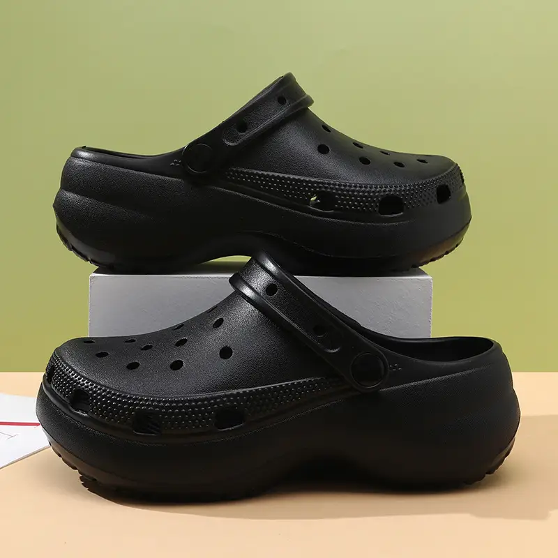 Women's Black EVA Beach Slippers Height Increased Thick Bottom - Image 6
