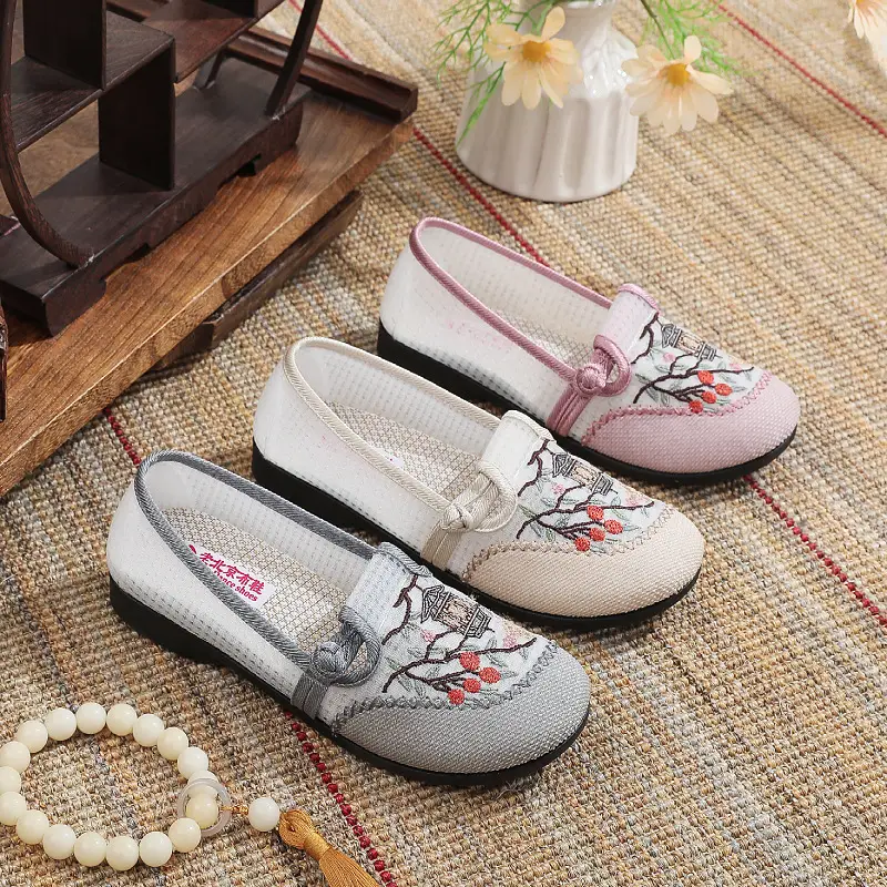 Old Beijing Cloth Shoes Women's Summer Breathable Mother Shoes Soft Sole Non-slip Middle-aged and Elderly Milk Shoes Single-layer Shoes Slip-on Women's Shoes - Image 7