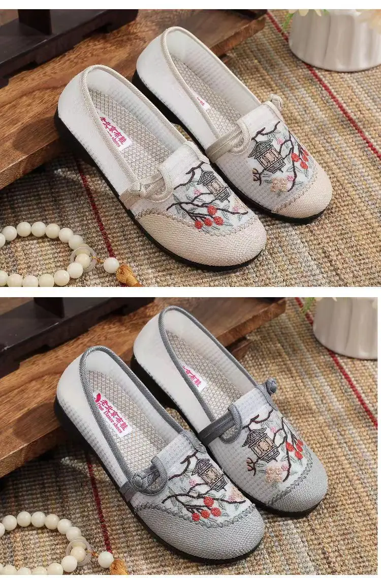 Old Beijing Cloth Shoes Women's Summer Breathable Mother Shoes Soft Sole Non-slip Middle-aged and Elderly Milk Shoes Single-layer Shoes Slip-on Women's Shoes — feature 12