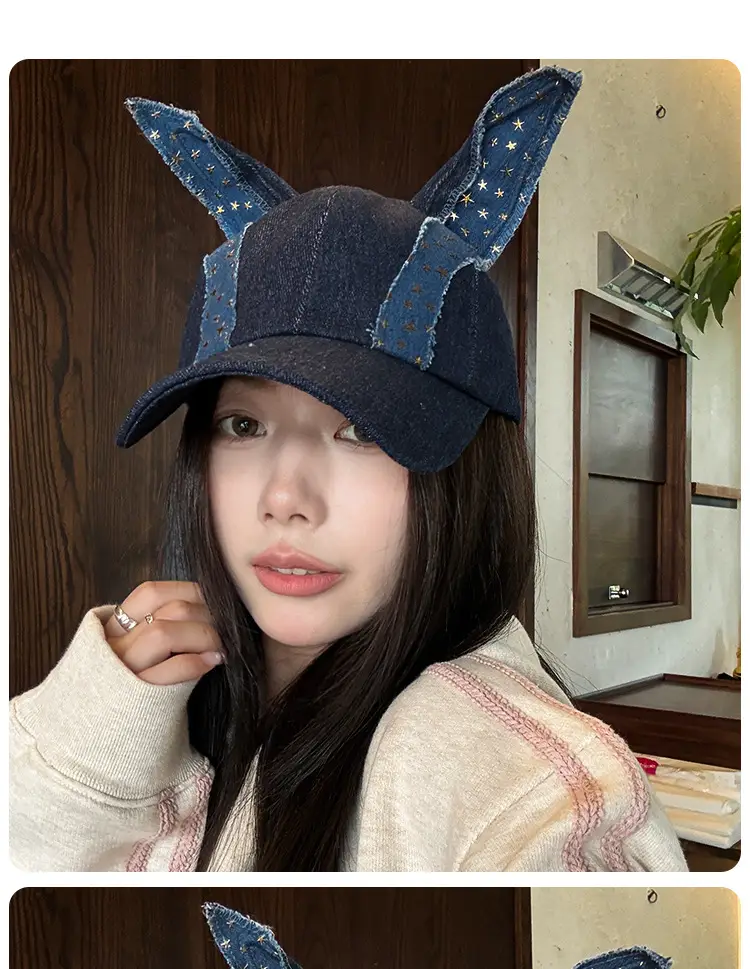 New Denim Doberman Ears Baseball Cap for Women — feature 12