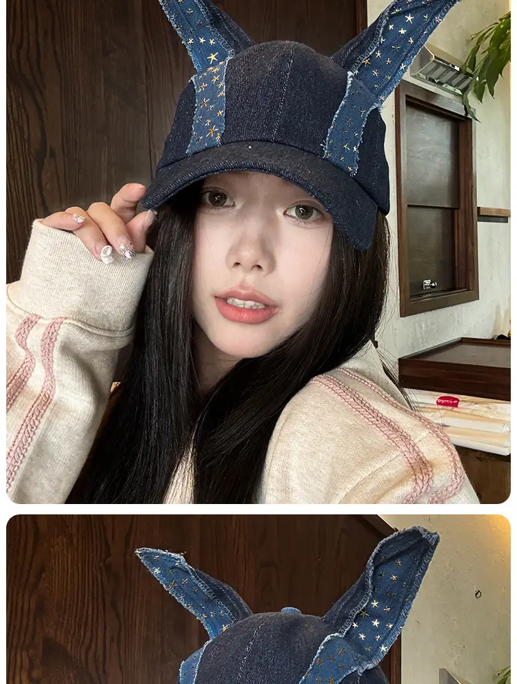 New Denim Doberman Ears Baseball Cap for Women — feature 13