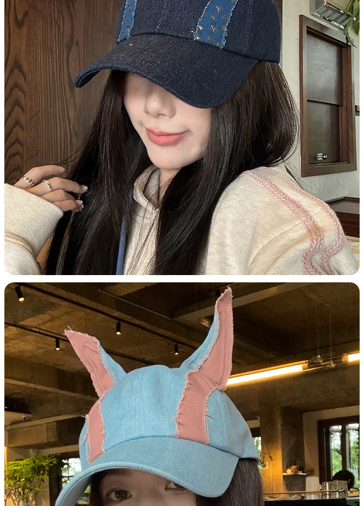 New Denim Doberman Ears Baseball Cap for Women — feature 14