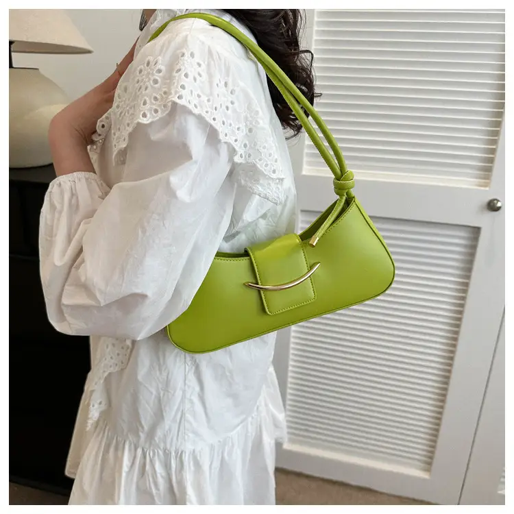 Pink Leather Messenger Bag with Gold Clasp — feature 19