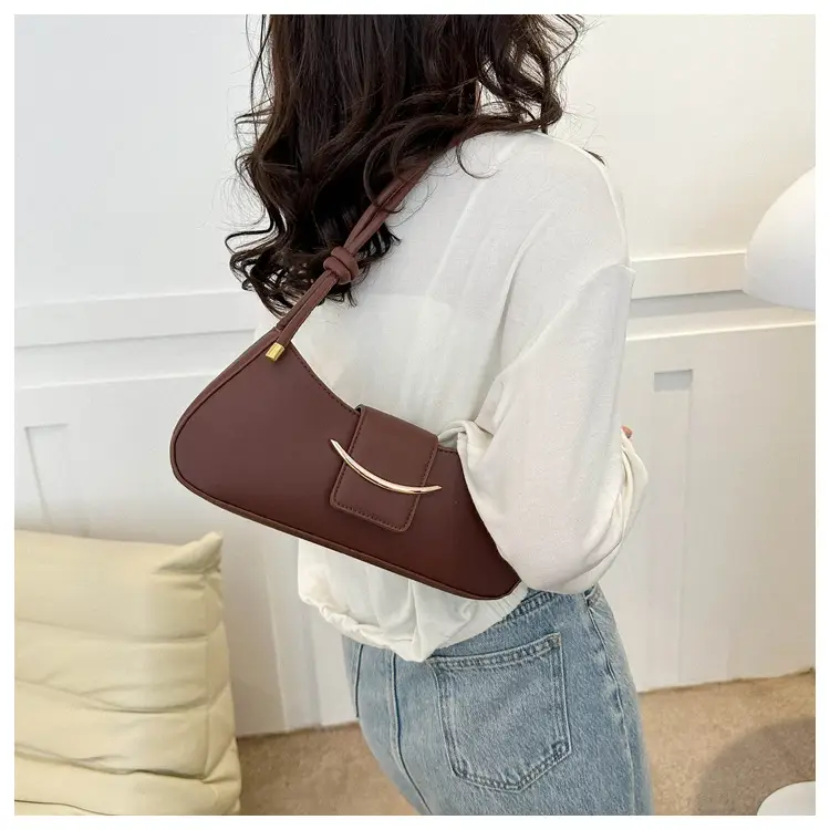 Pink Leather Messenger Bag with Gold Clasp — feature 20