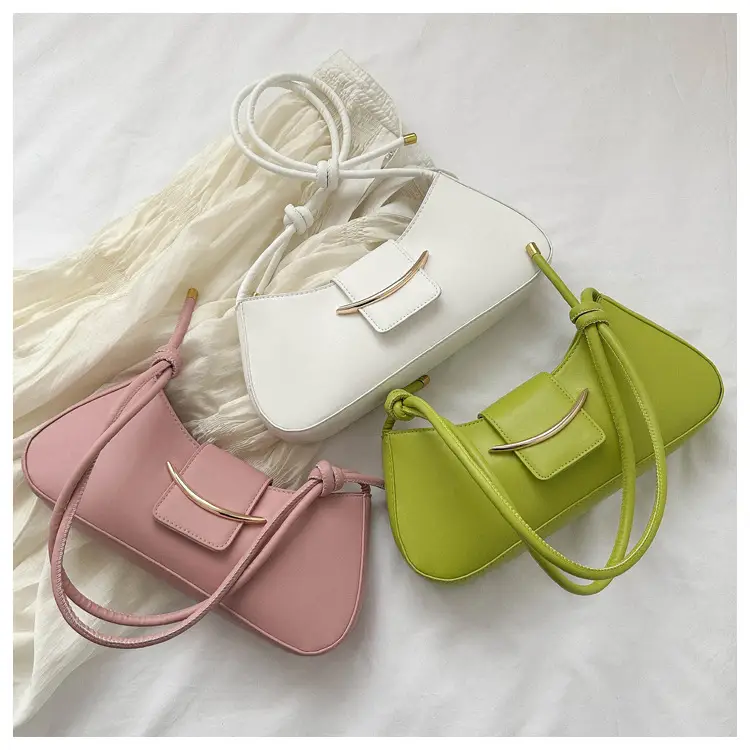 Pink Leather Messenger Bag with Gold Clasp — feature 24