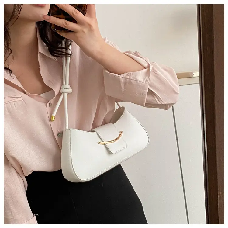 Pink Leather Messenger Bag with Gold Clasp — feature 9