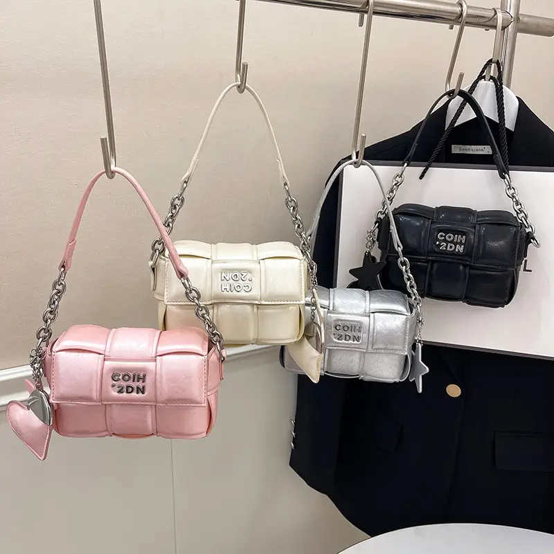 Elegant White Woven Chain Crossbody Bag for Women - Image 6