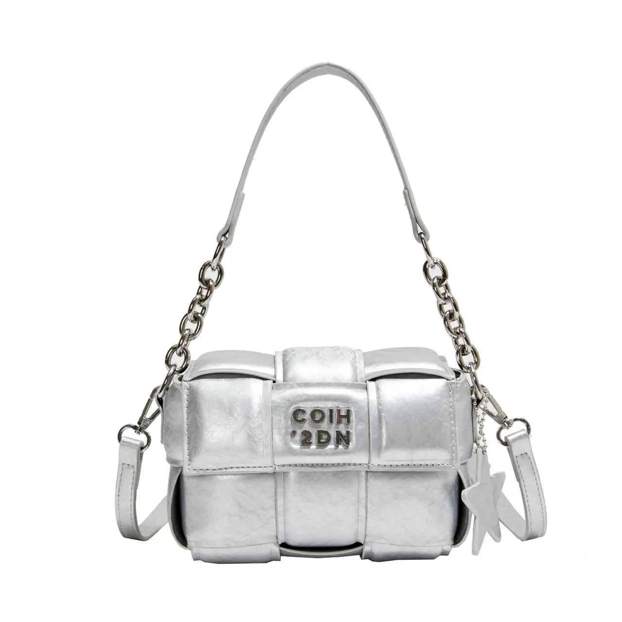 Elegant White Woven Chain Crossbody Bag for Women - Image 9