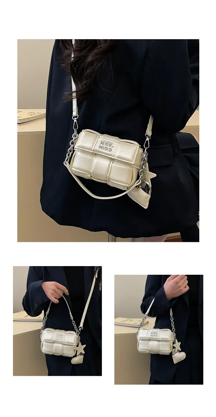 Elegant White Woven Chain Crossbody Bag for Women — feature 11