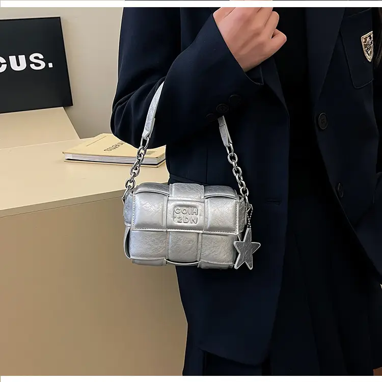 Elegant White Woven Chain Crossbody Bag for Women — feature 36
