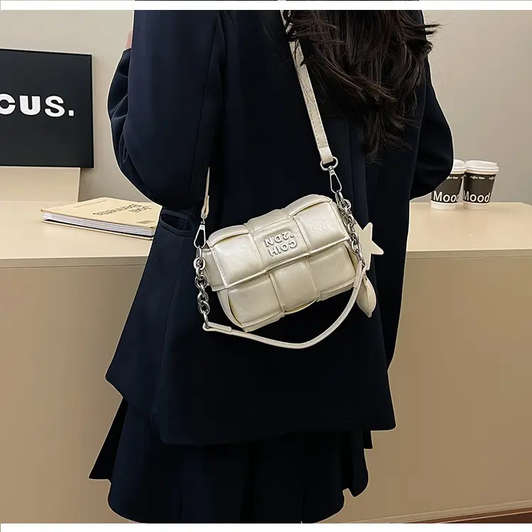 Elegant White Woven Chain Crossbody Bag for Women — feature 39